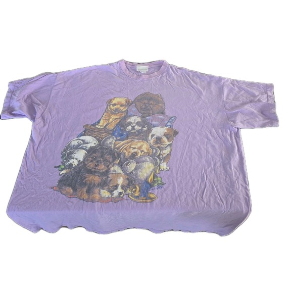 Heartland Apparel Purple Puppy Love Dog Print Tshirt Nightshirt Vtg See Photos - Picture 2 of 8